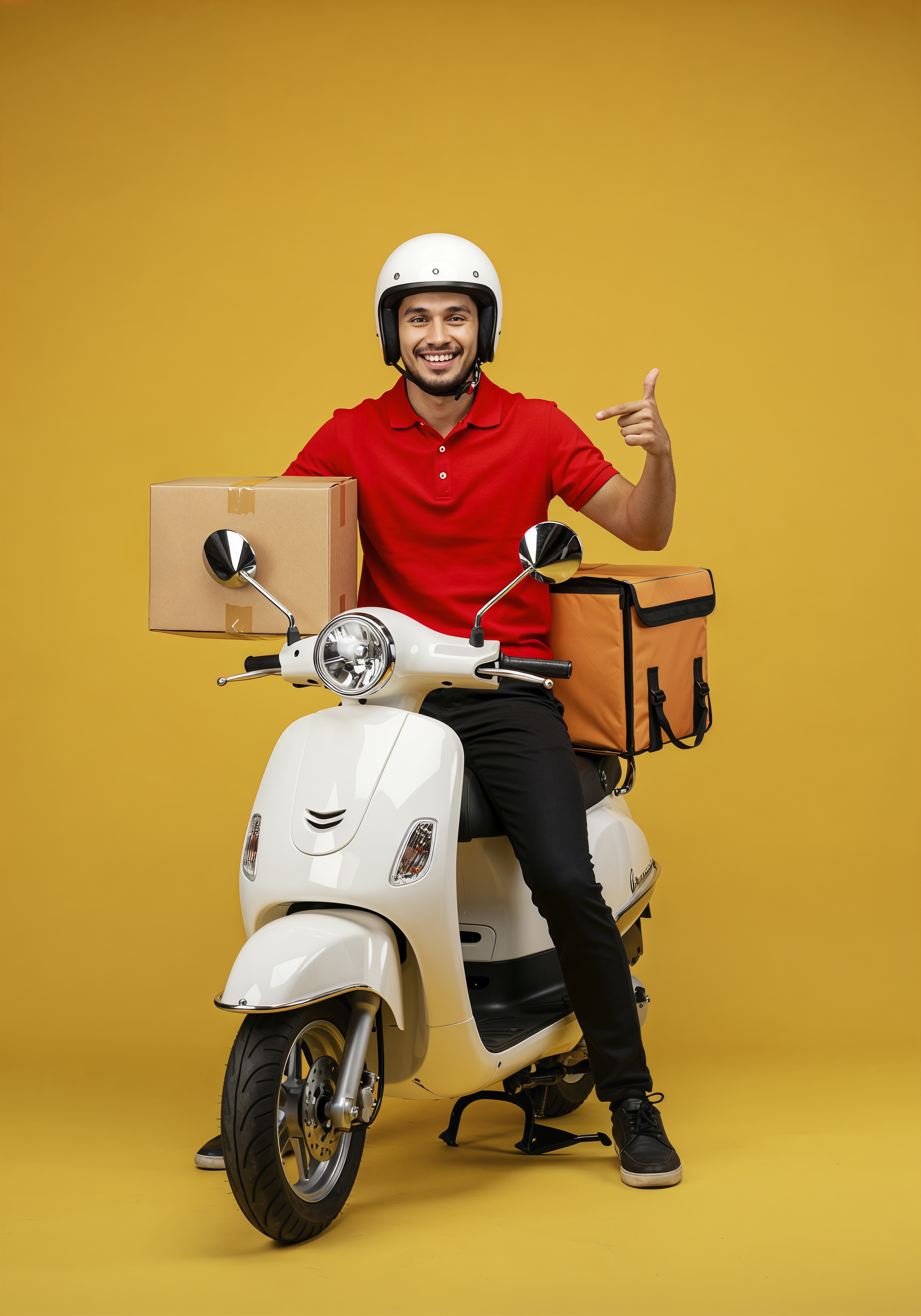 Delivery truck arriving from mobile order